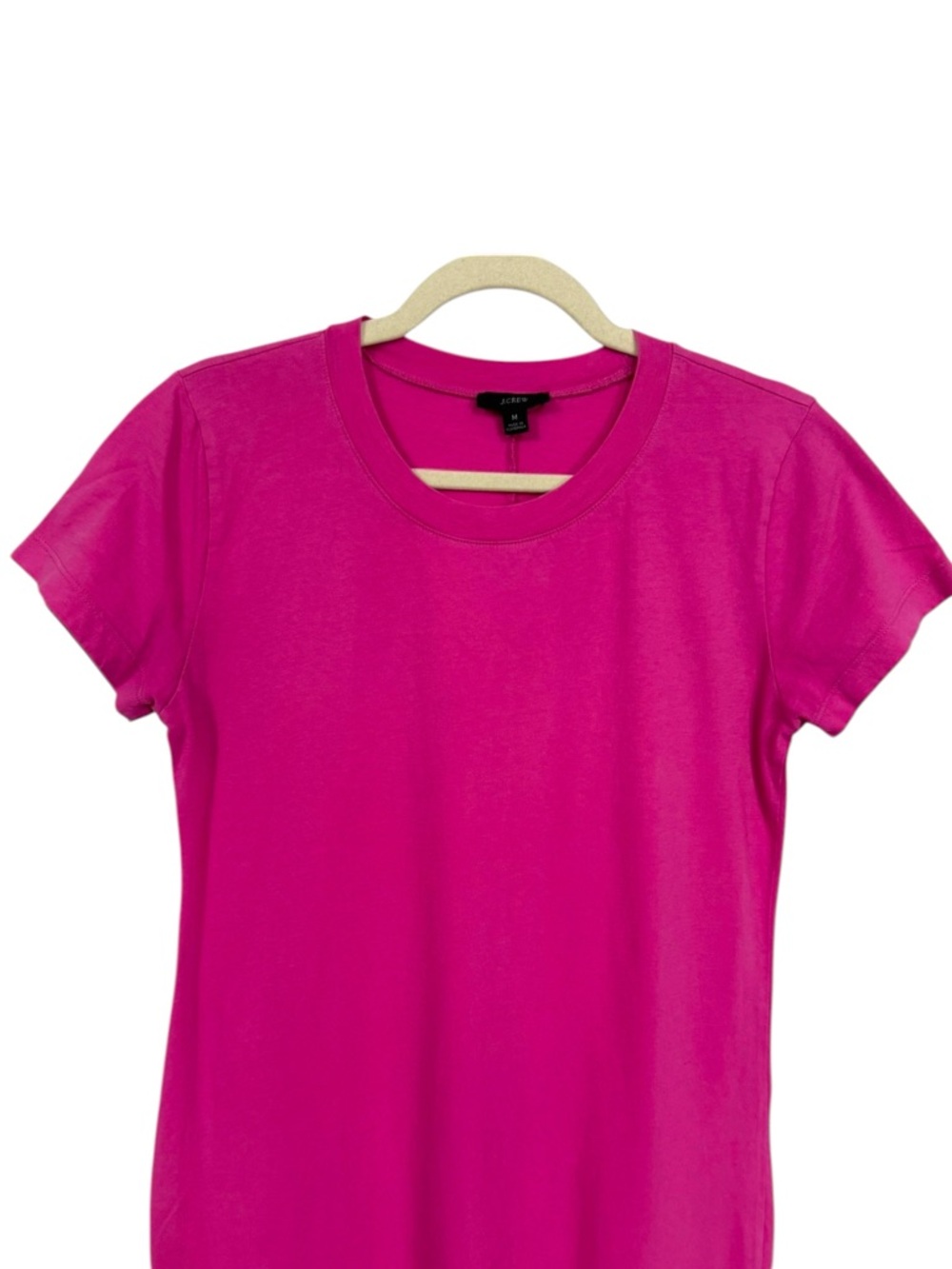 J Crew Pink Cotton Midi T Shirt Dress Crewneck Short Sleeve Side Slit M - Picture 3 of 11